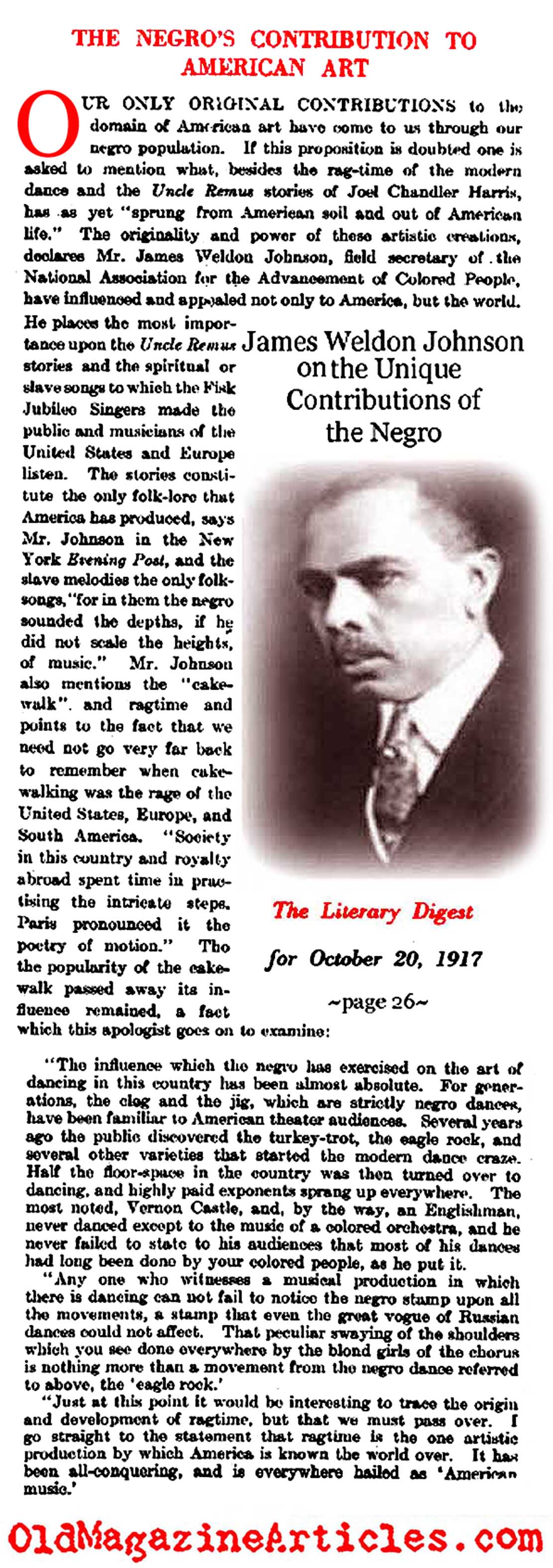 American Arts and the Black Contribution (Literary Digest, 1917)