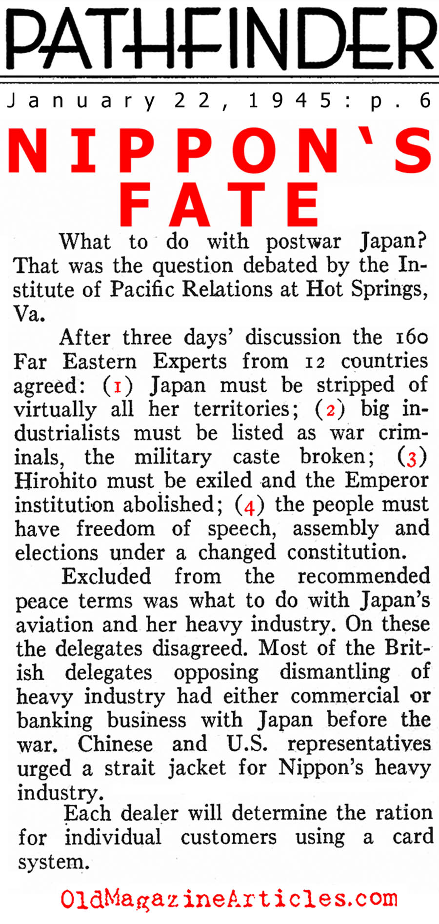 Planing the Occupation (Pathfinder Magazine, 1945)