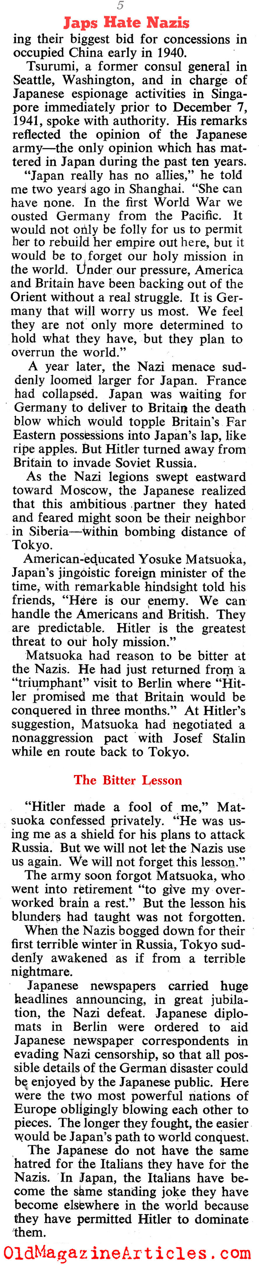 The Japanese Did Not Like The Germans (Collier's Magazine, 1943)
