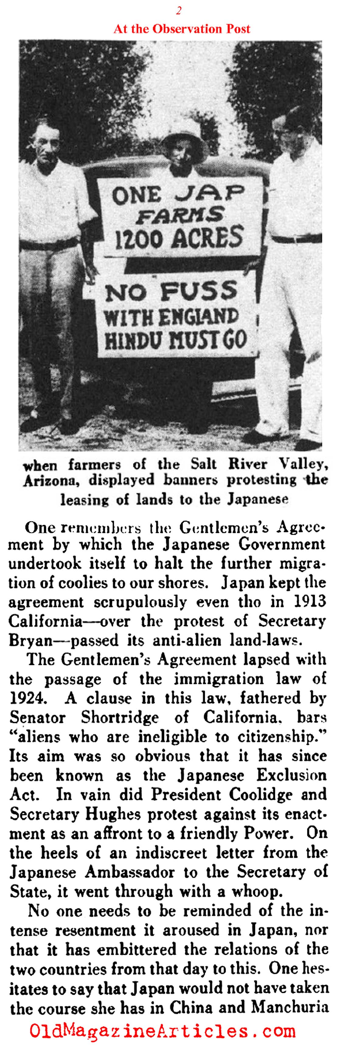 A Call to Repeal the Japanese Exclusion Act (Literary Digest, 1935)