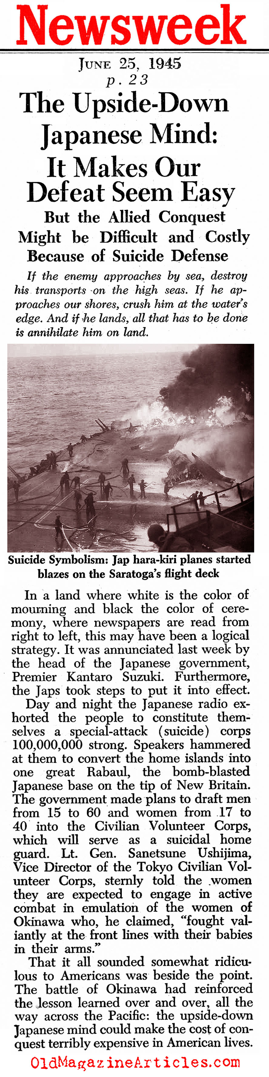 Their Kamikaze Defense (Newsweek Magazine, 1945)
