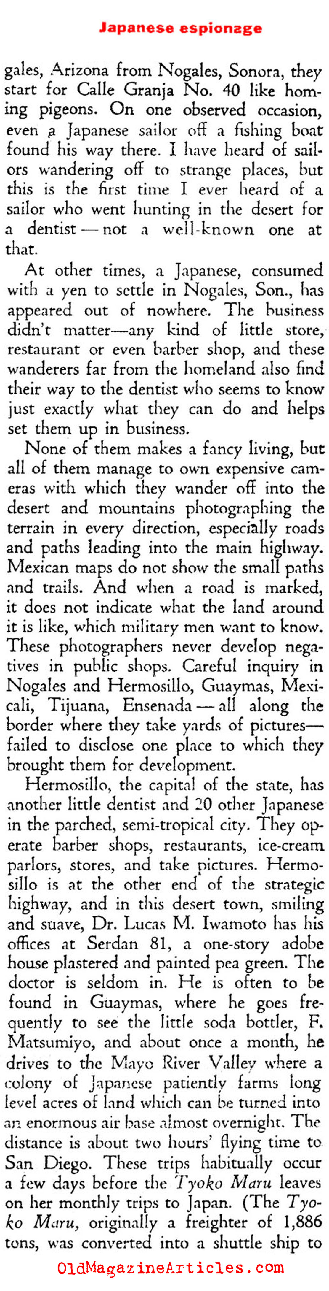 Japanese Spies on the West-Coast (Ken Magazine, 1939)