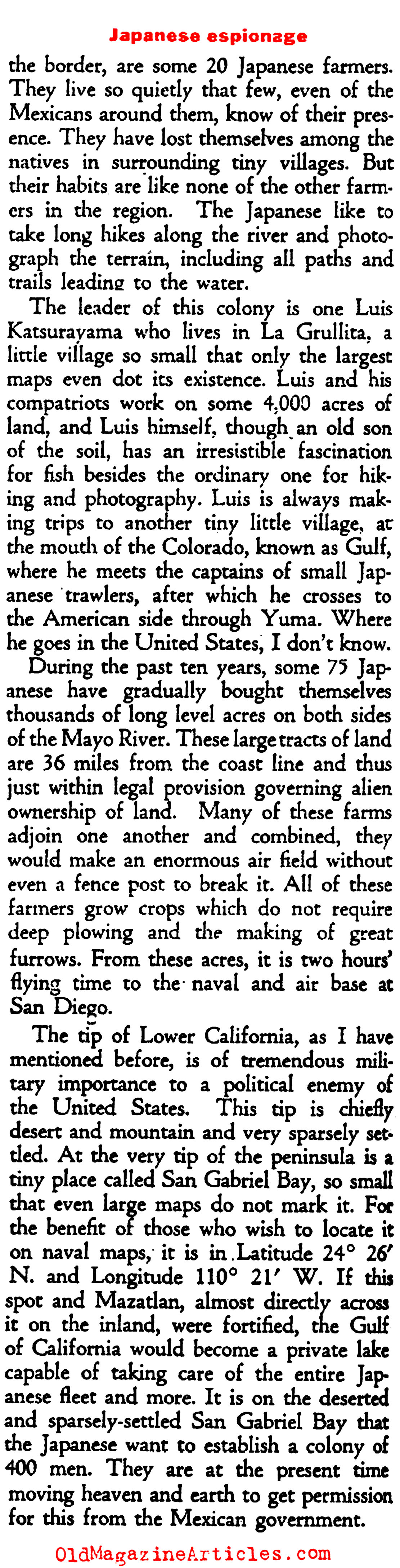 Japanese Spies on the West-Coast (Ken Magazine, 1939)