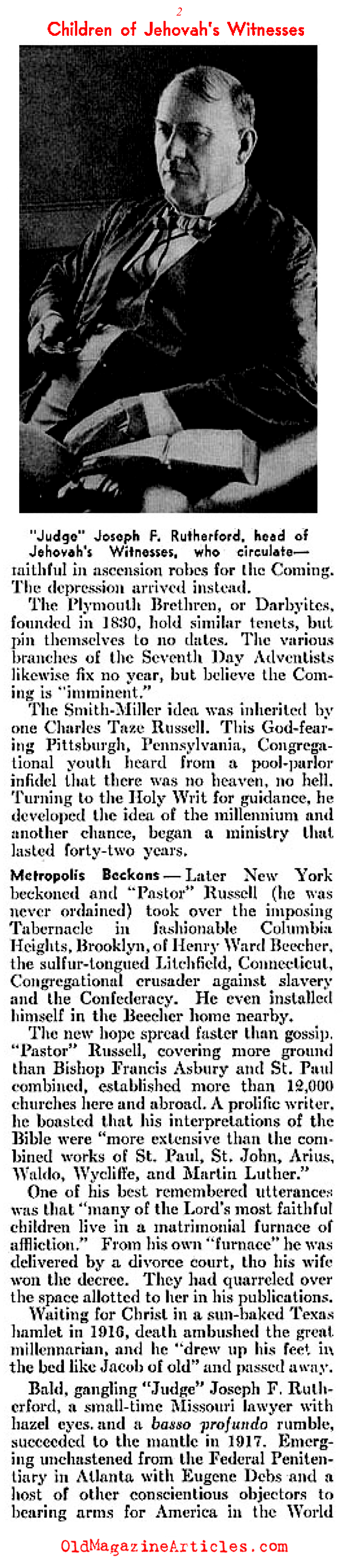 The Persecution of Jehovah’s Witnesses (Literary Digest, 1936)