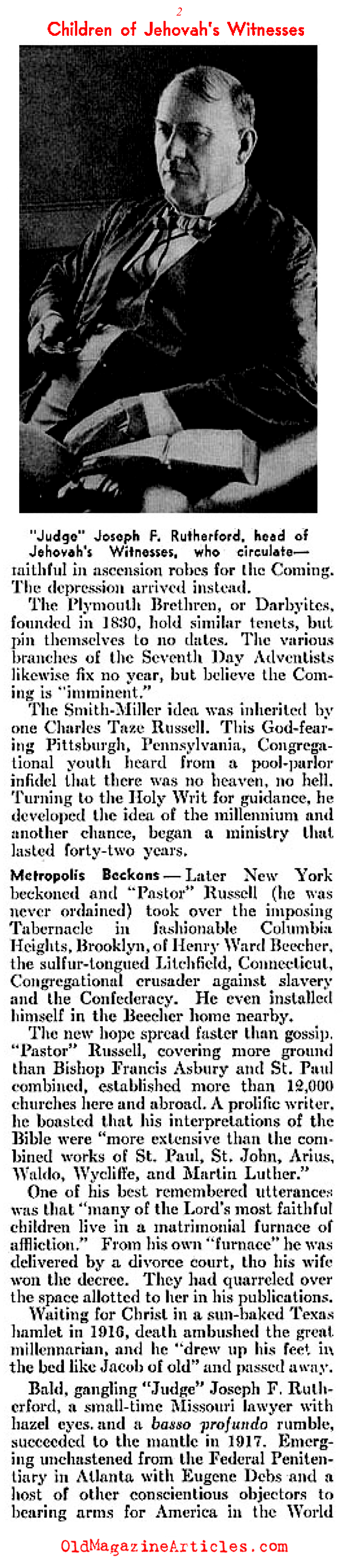 The Persecution of Jehovahs Witnesses (Literary Digest, 1936)