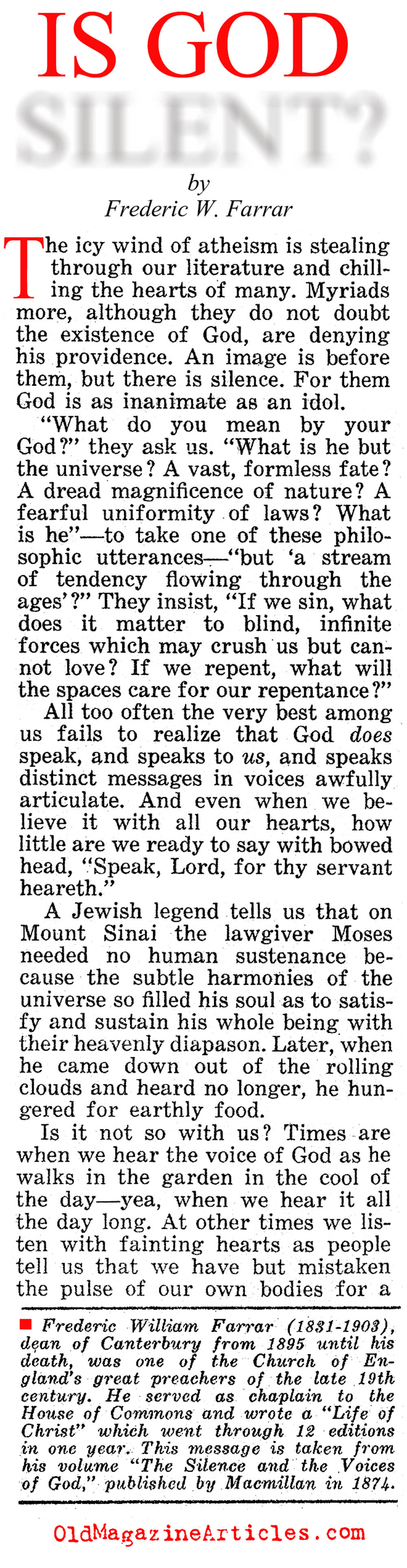 Why Is God So Silent? (Jesus People, 1973)