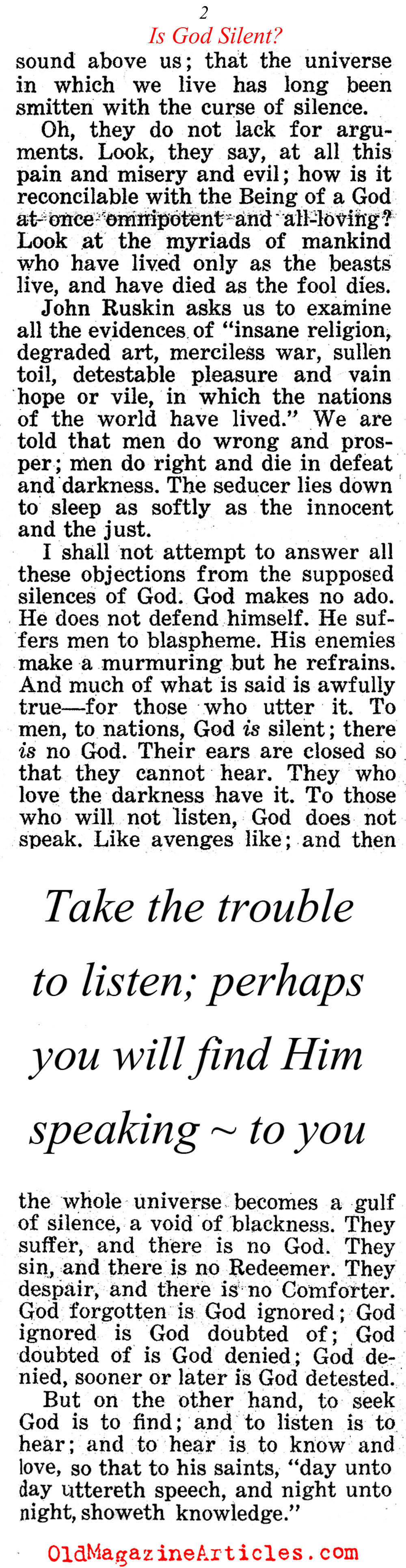 Why Is God So Silent? (Jesus People, 1973)