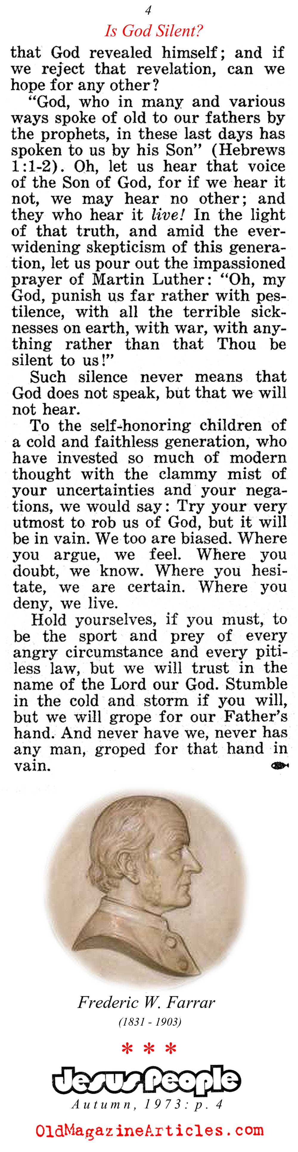 Why Is God So Silent? (Jesus People, 1973)