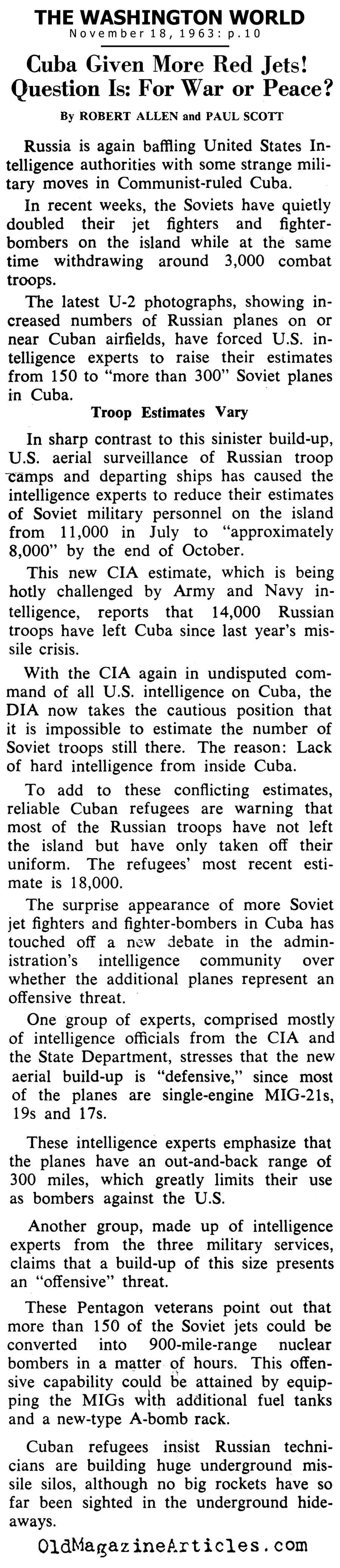 More MIGS for Cuba (The Washington World, 1963)
