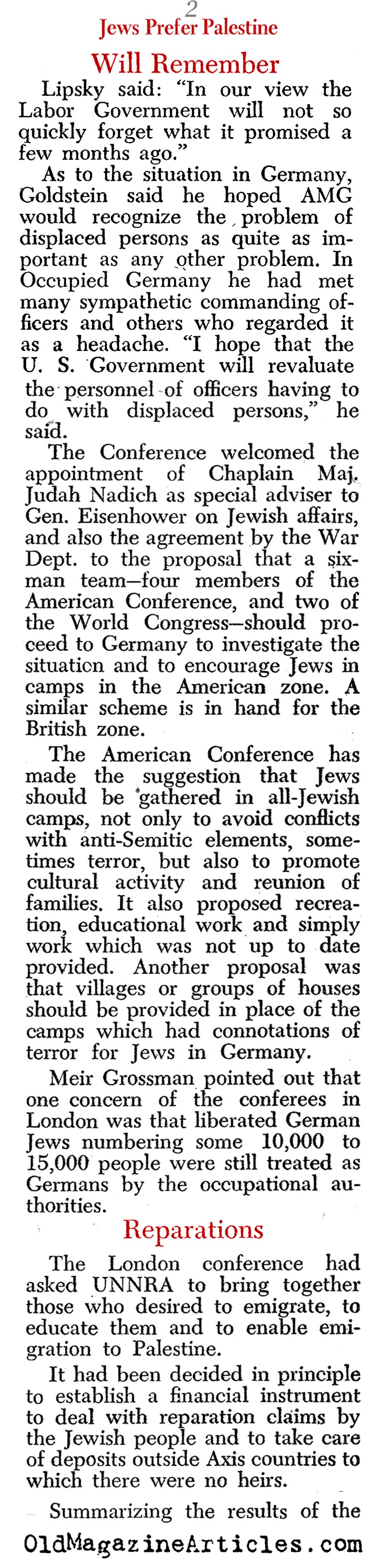 Post-War European Jews Headed to British Palestine (<i>PM</i> Tabloid, 1945)