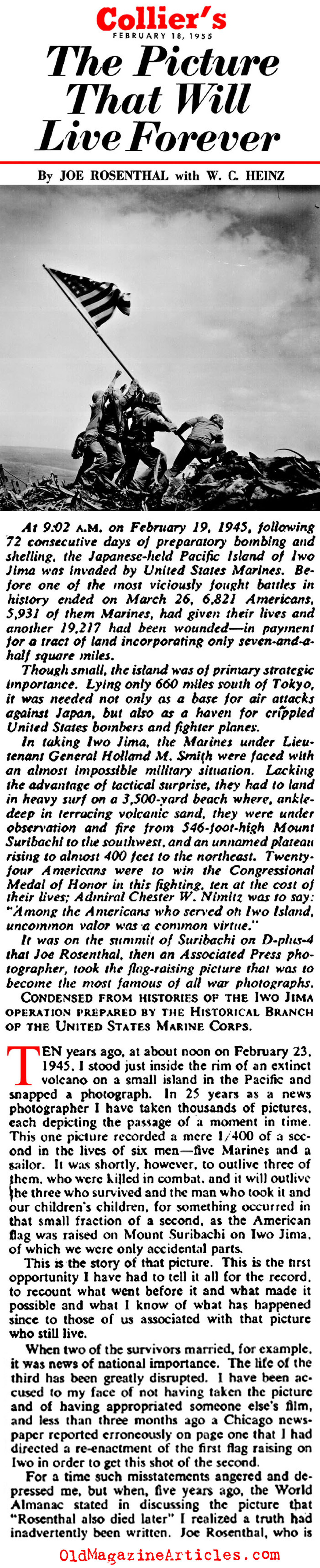 Joe Rosenthal on Iwo Jima (Collier's Magazine, 1955)