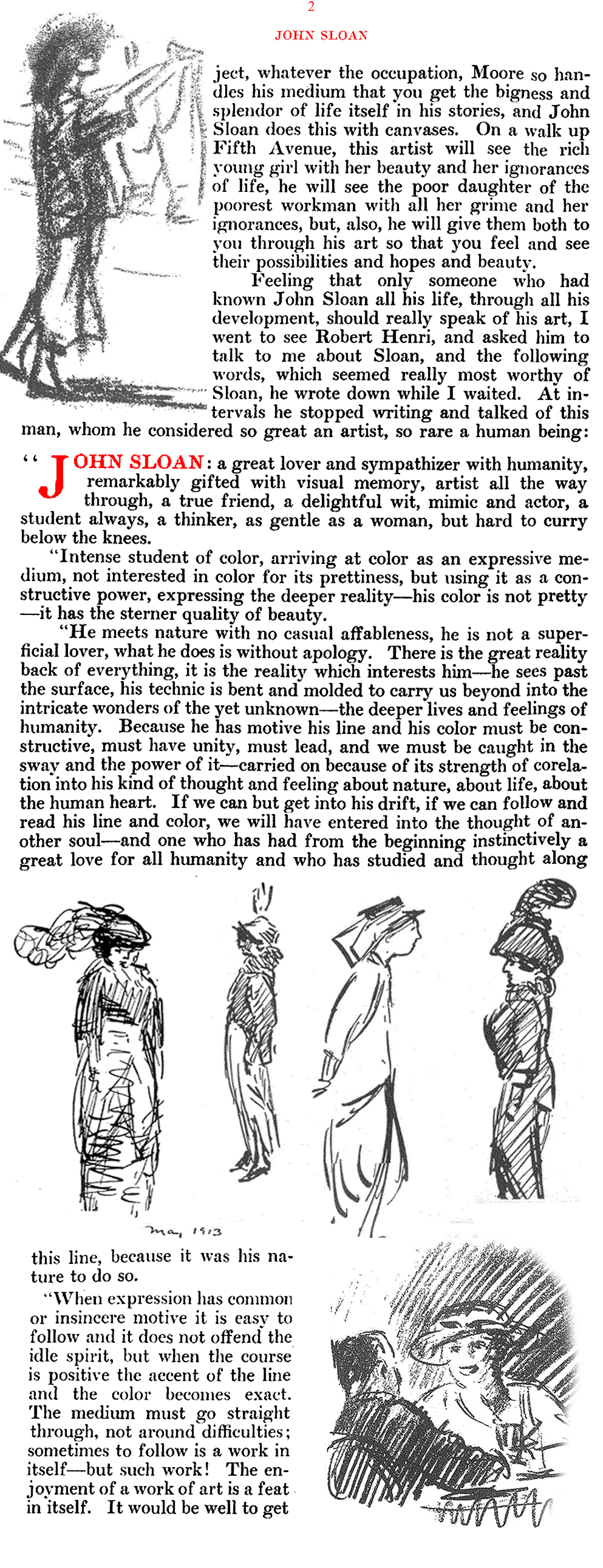 Artist of the Ashcan School: John Sloan  (Touchstone Magazine, 1919)