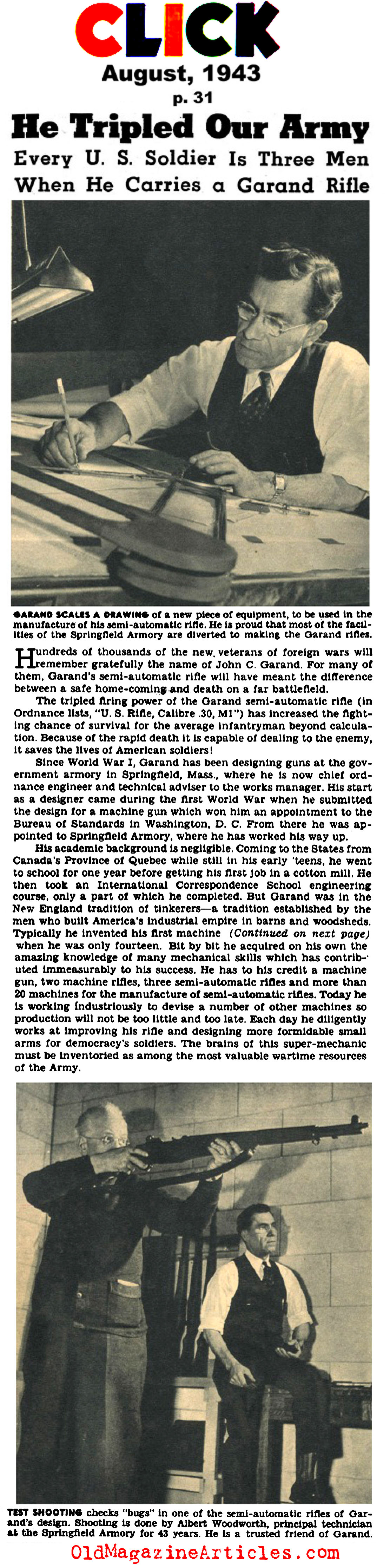 John Garand: Inventor of the M1 Garand (Click Magazine, 1944)