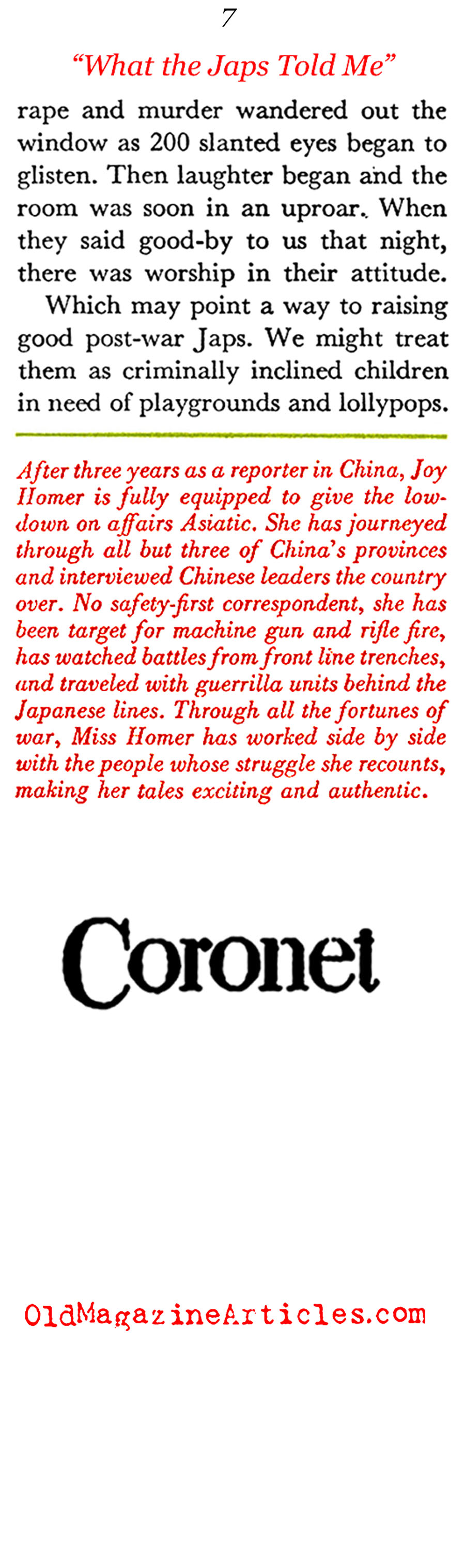 The Japanese Subversives (Coronet Magazine, 1943)