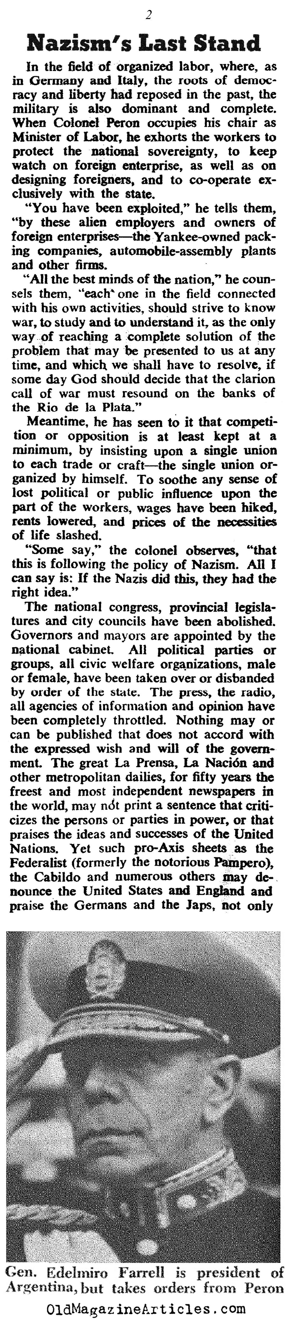 Argentina: Silent Nazi Ally (Collier's Magazine, 1944)