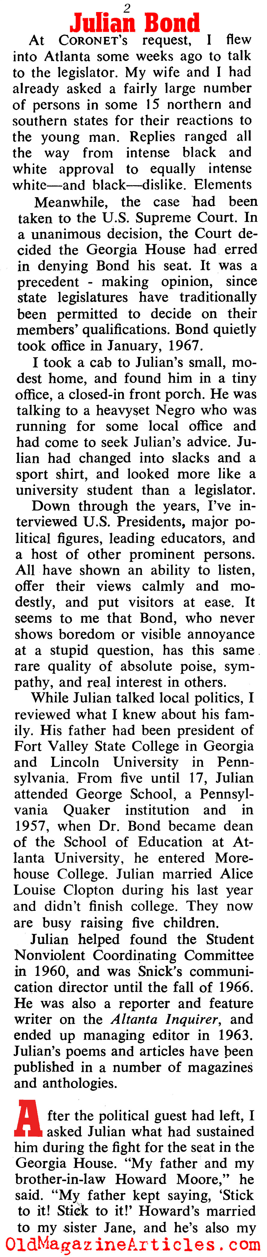 Julian Bond (Coronet Magazine, 1970)