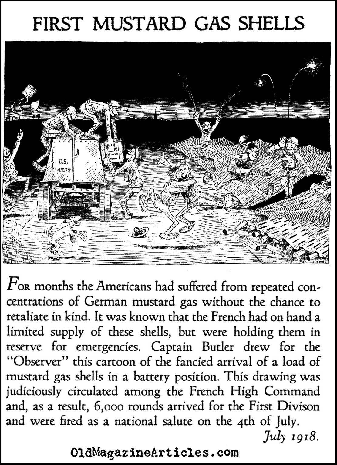 The U.S. Fires Her First Mustard Gas Shell (Observer, 1918)