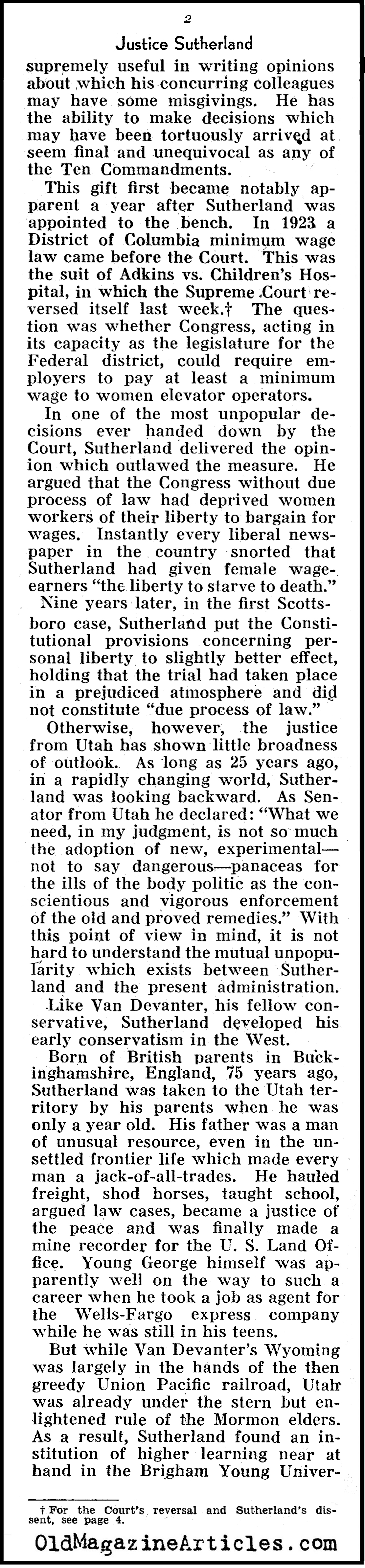 Justice George Sutherland (Pathfinder Magazine, 1937)