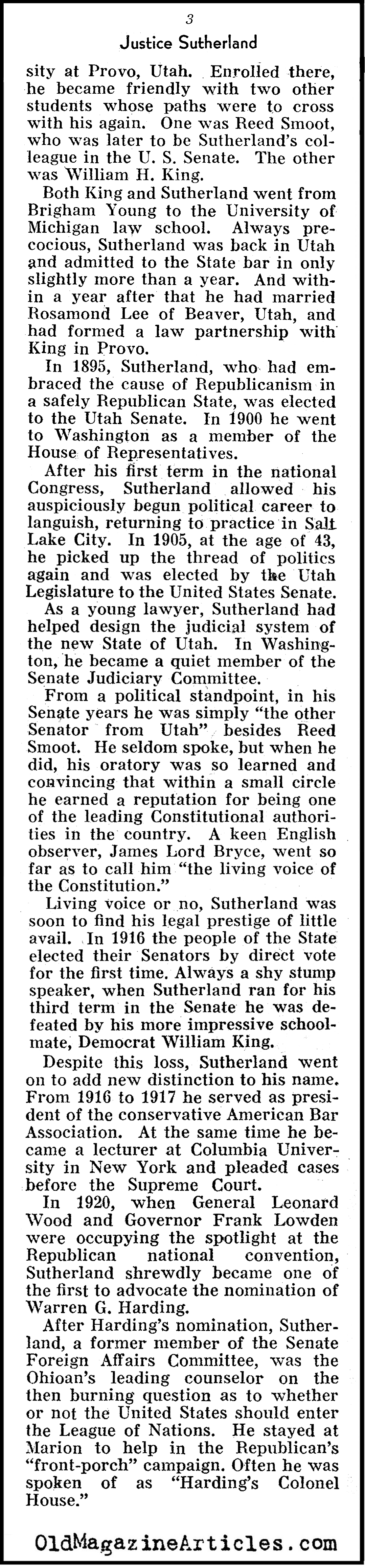 Justice George Sutherland (Pathfinder Magazine, 1937)