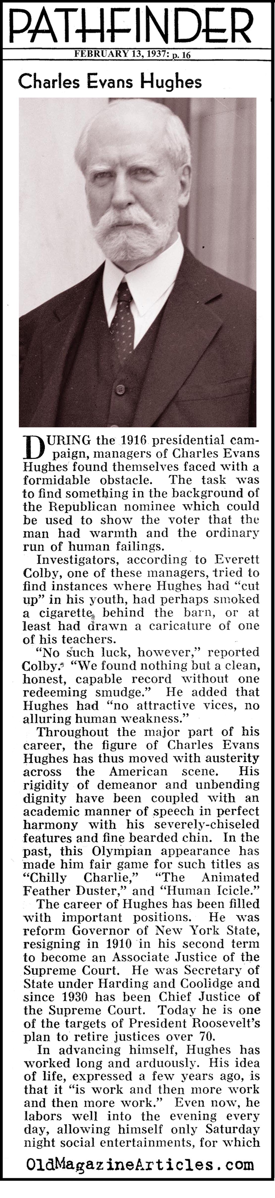 Justice Charles Evans Hughes (Pathfinder Magazine, 1937)