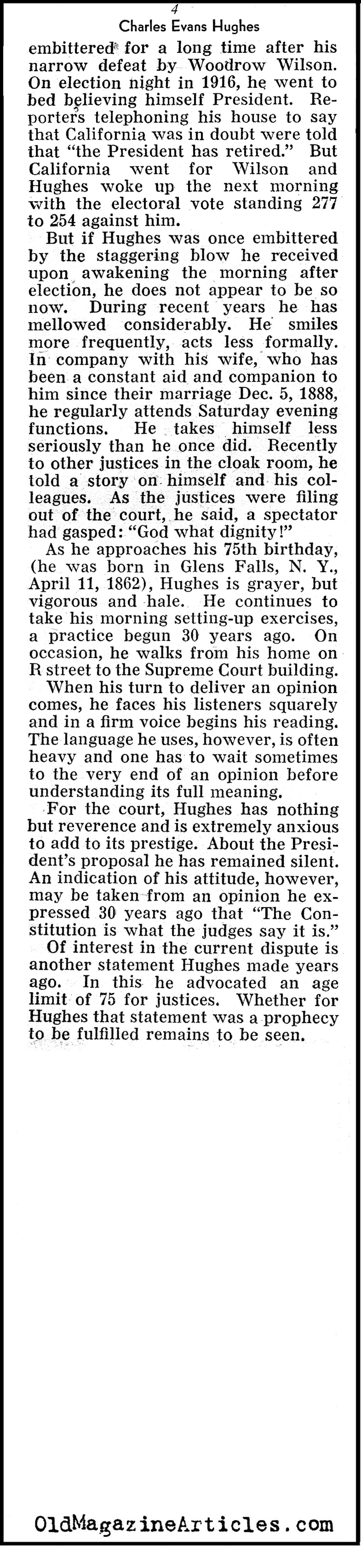 Justice Charles Evans Hughes (Pathfinder Magazine, 1937)