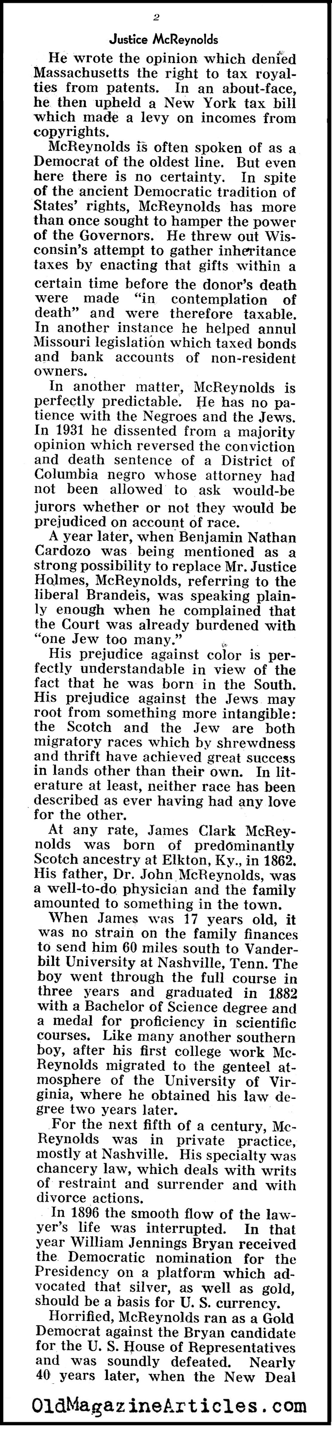 Justice McReynolds (Pathfinder Magazine, 1937)
