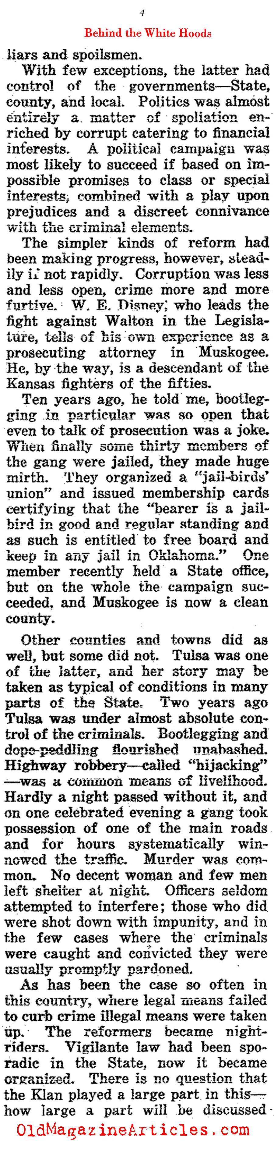 The KKK in Oklahoma  (The Outlook, 1922)