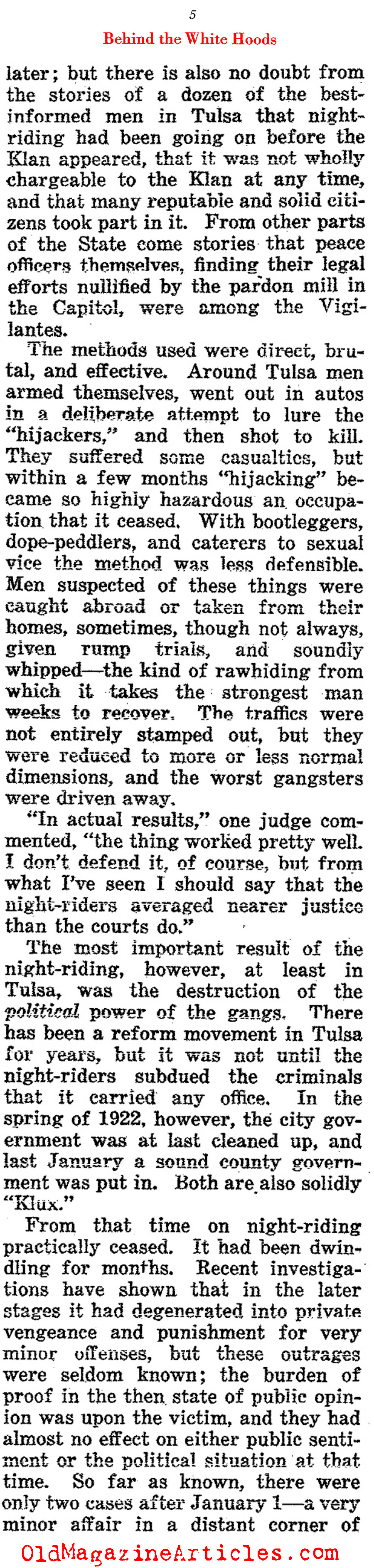 The KKK in Oklahoma  (The Outlook, 1922)