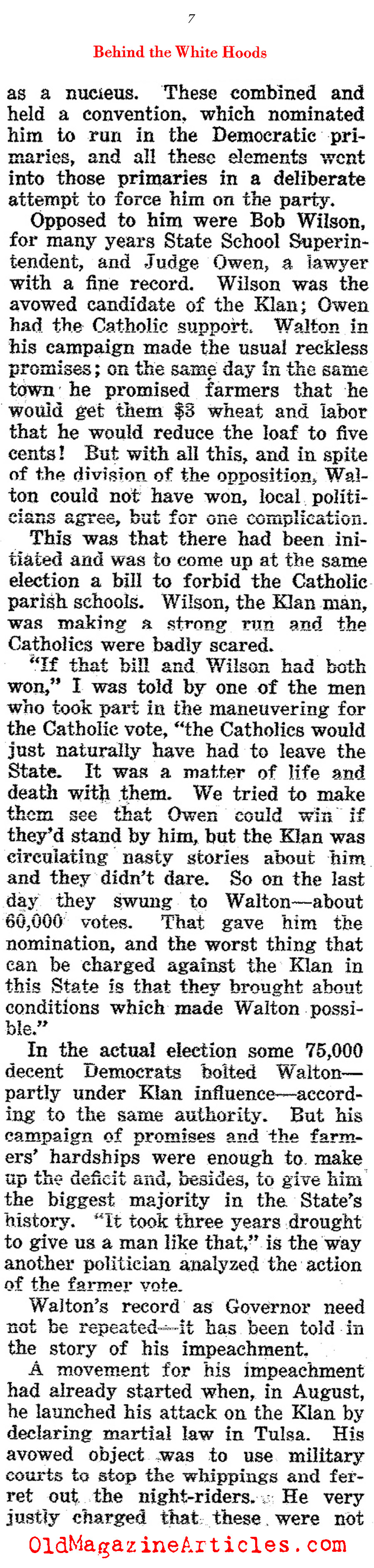 The KKK in Oklahoma  (The Outlook, 1922)