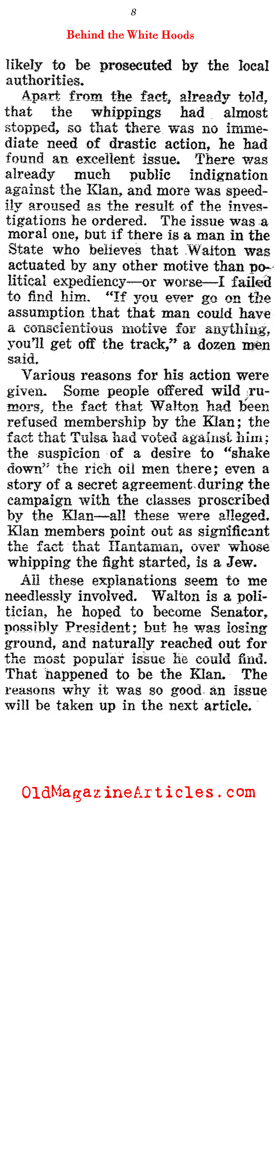 The KKK in Oklahoma  (The Outlook, 1922)