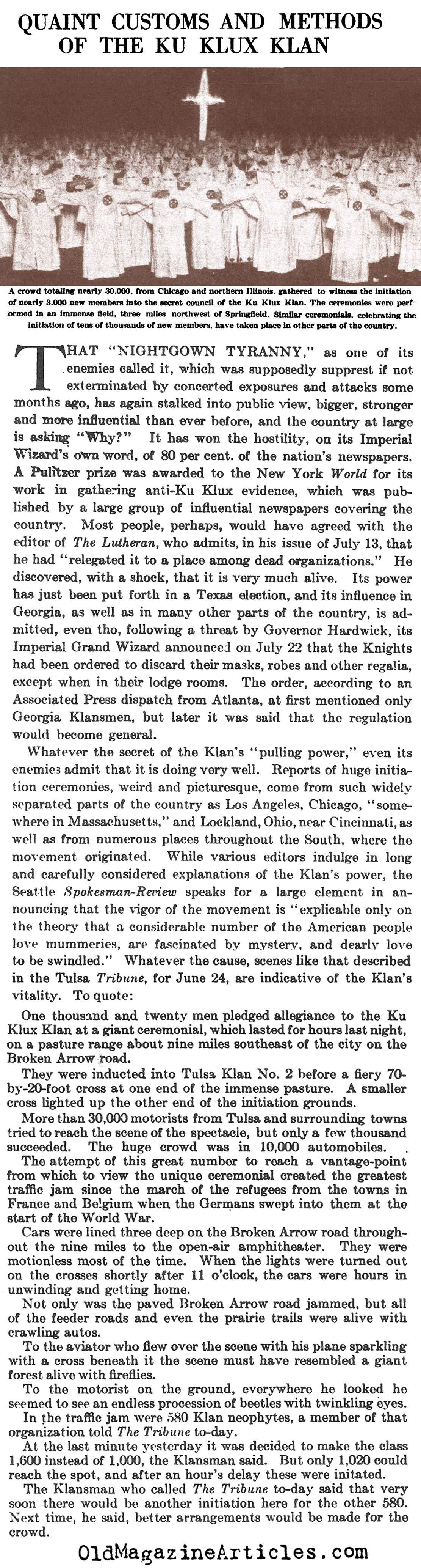 Klan Methods and Customs (Literary Digest, 1922)