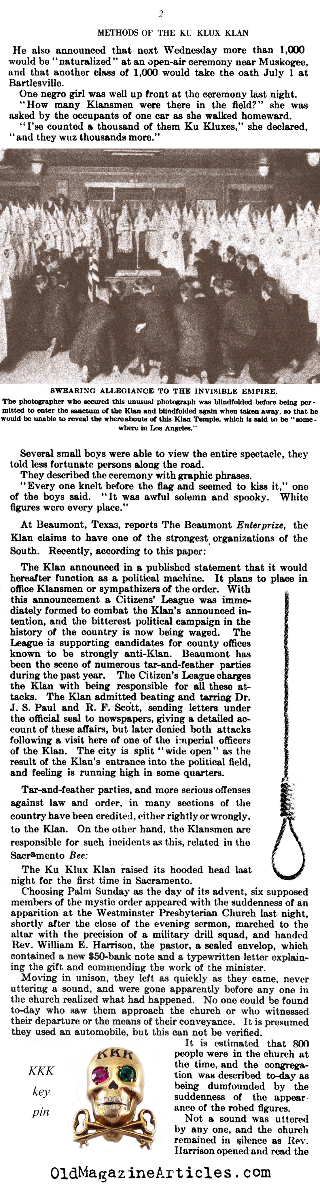 Klan Methods and Customs (Literary Digest, 1922)