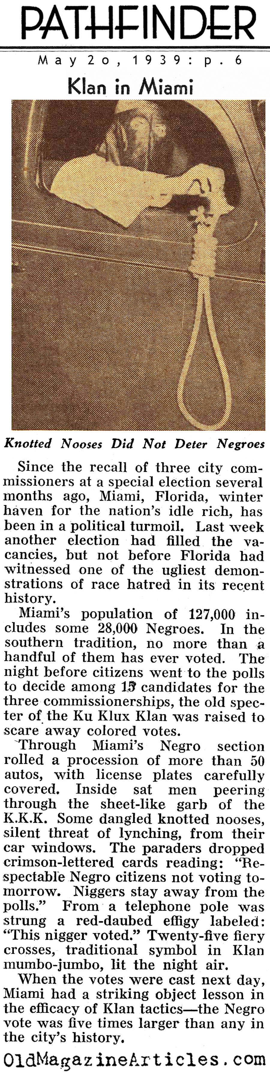 The Klan in Miami (Pathfinder Magazine, 1939)