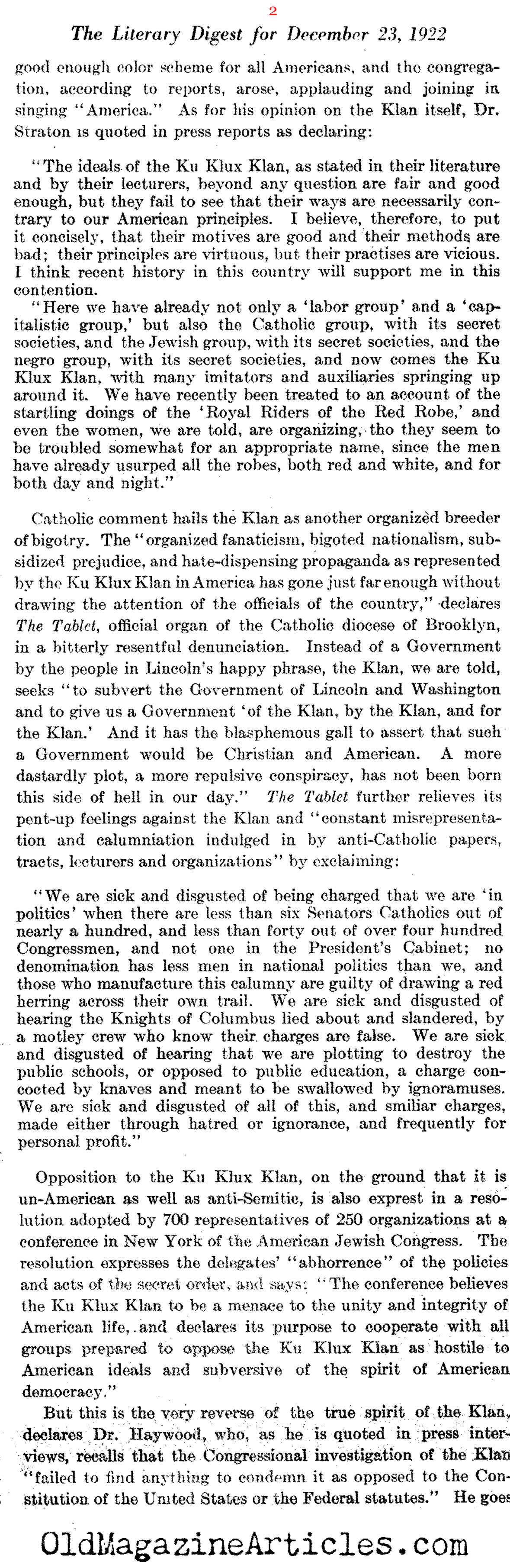 The Klan in New York City (Literary Digest, 1922)