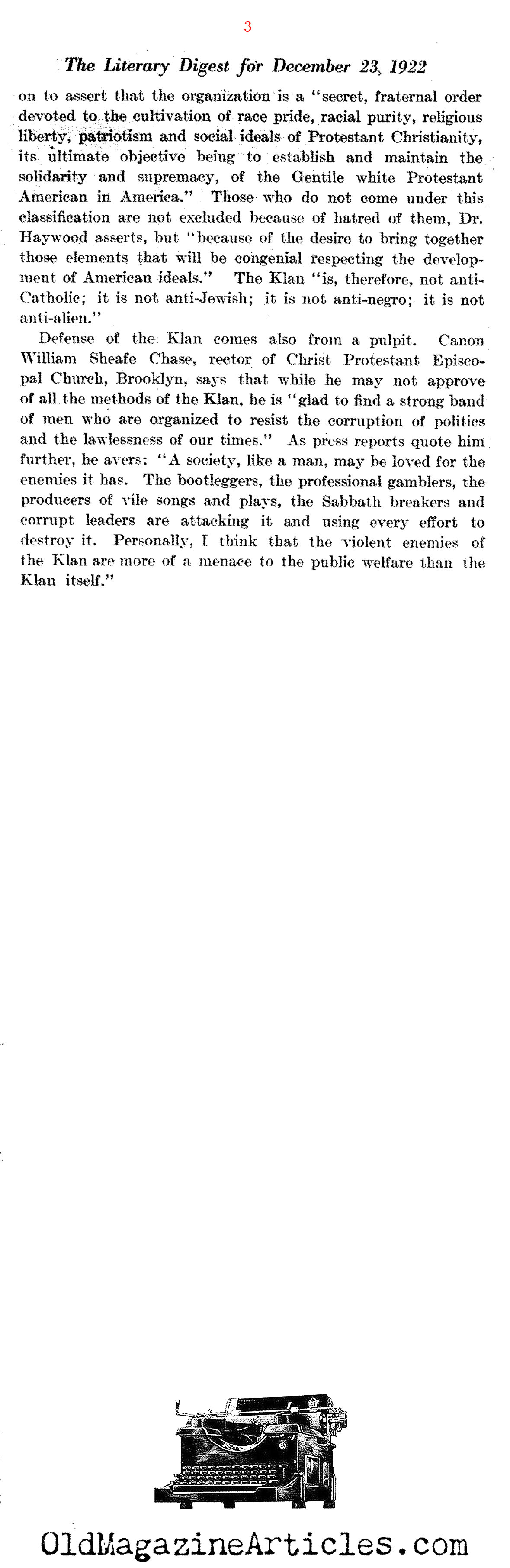 The Klan in New York City (Literary Digest, 1922)