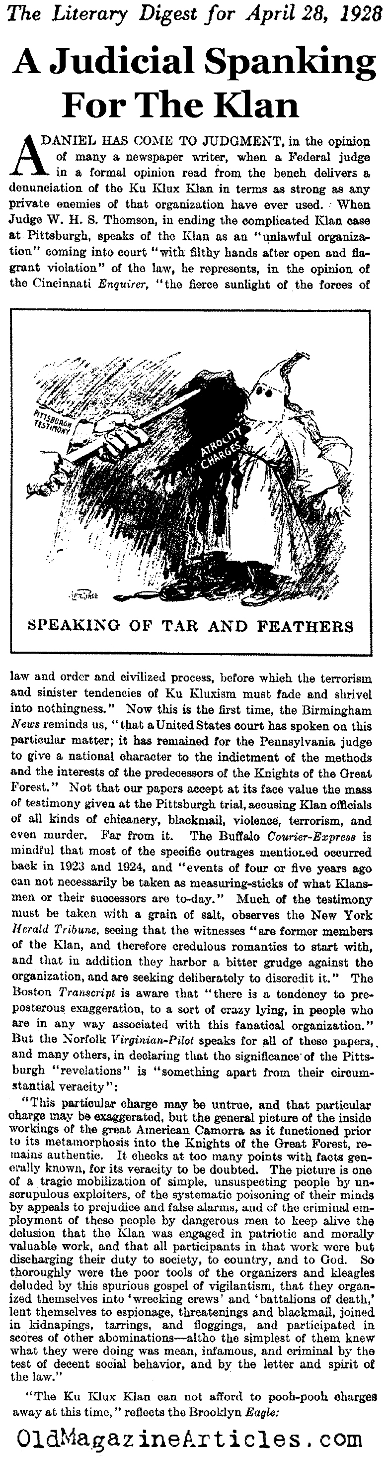 The KKK in Federal Court  (The Literary Digest, 1928)