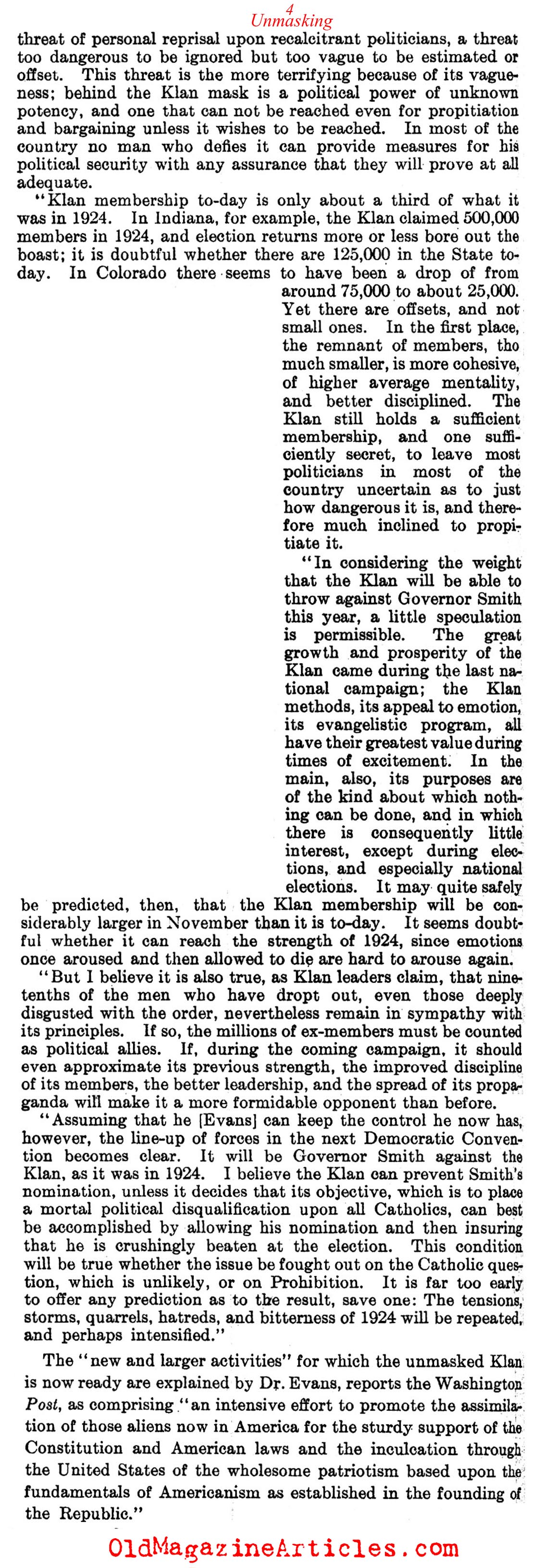 The KKK Fall from Fashion  (The Literary Digest, 1928)