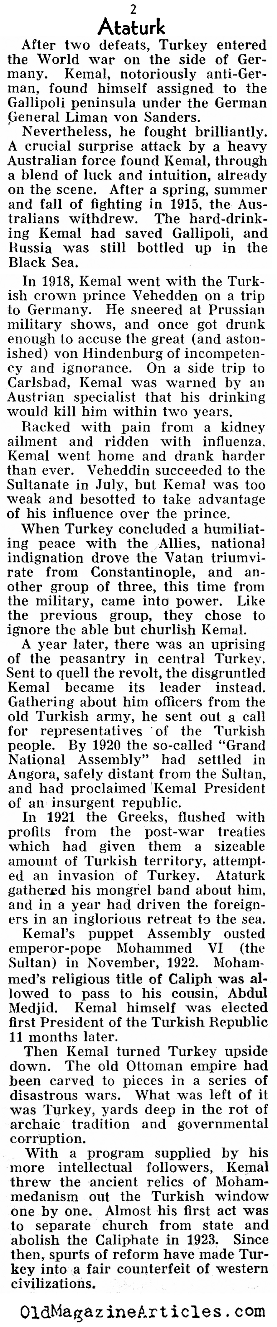 Mustafa Kemal Atatrk (Pathfinder Magazine, 1937)