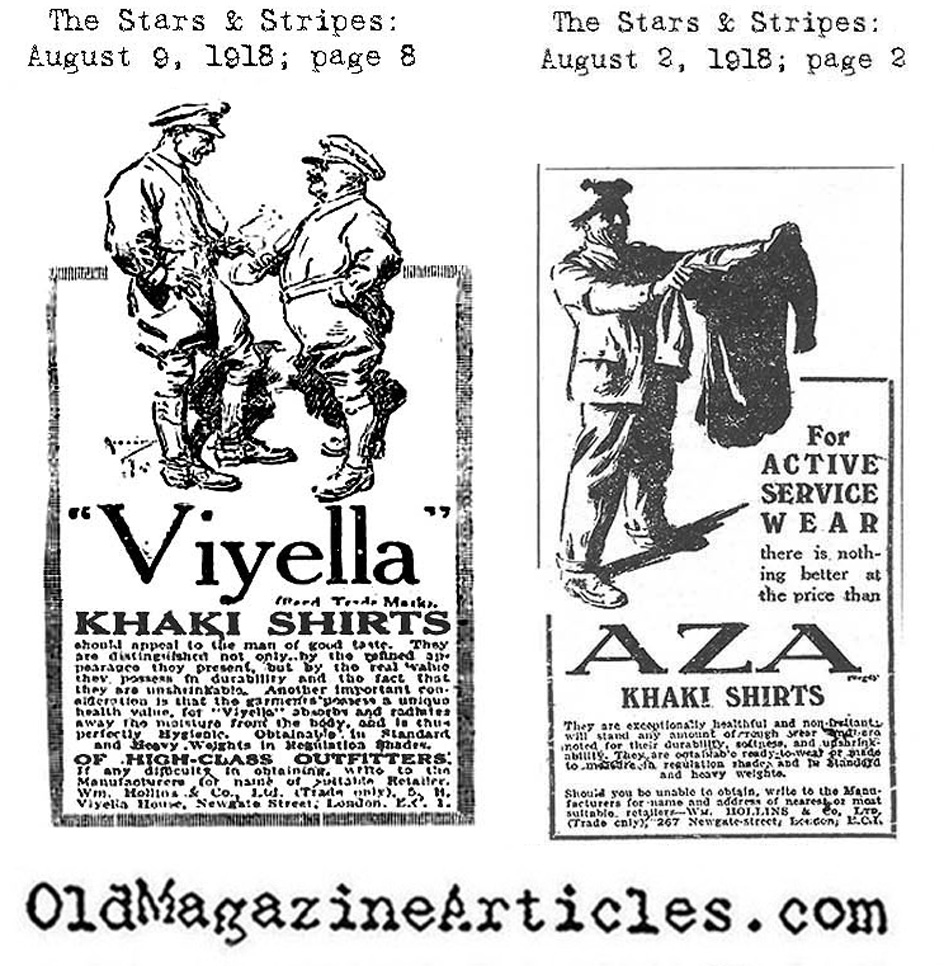 Two Khaki Shirt Advertisements (The Stars and Stripes, 1918)