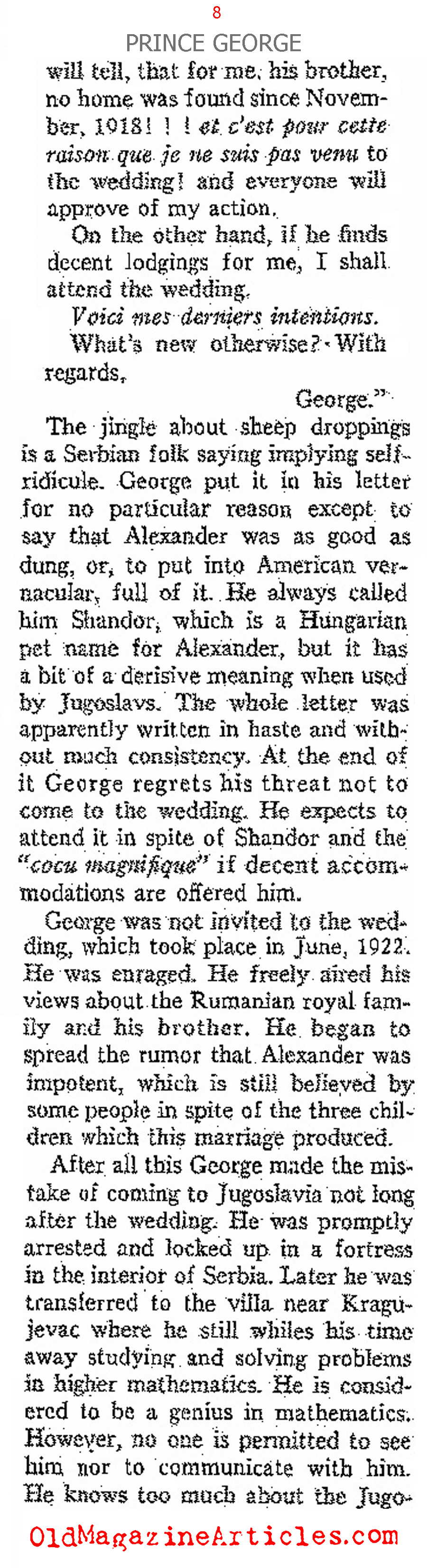 Where is King George of Serbia? (Ken Magazine, 1938)