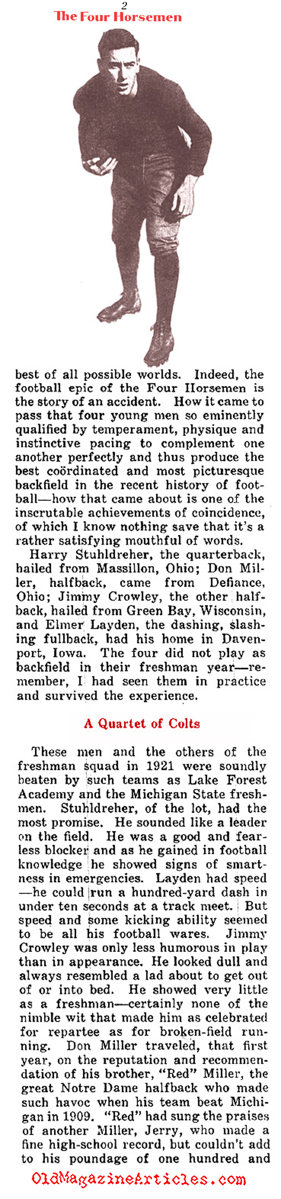 The Four Horsemen and Knute Rockne in His Own Words (Collier's Magazine, 1930)