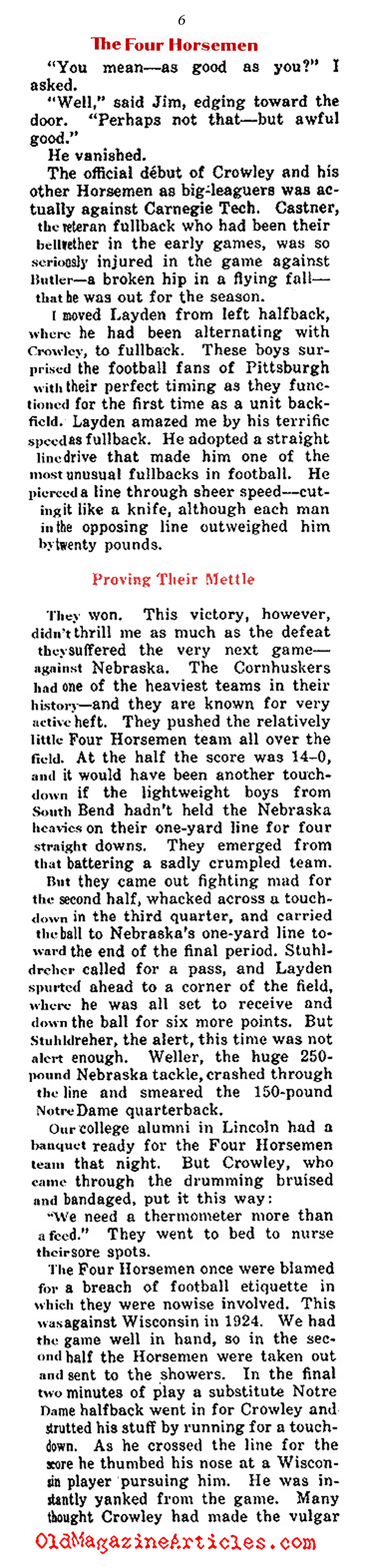 The Four Horsemen and Knute Rockne in His Own Words (Collier's Magazine, 1930)