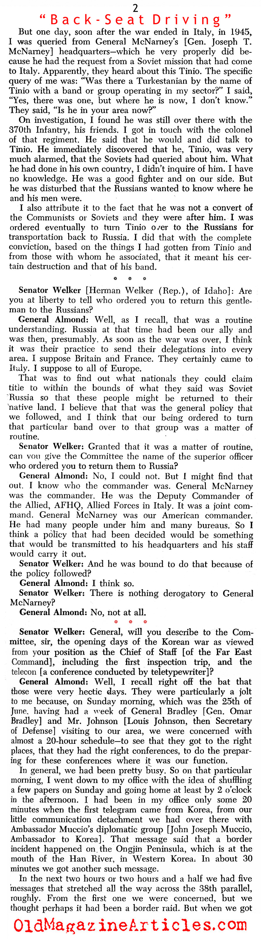 The Army Restrained (U.S. News & World Report, 1954)