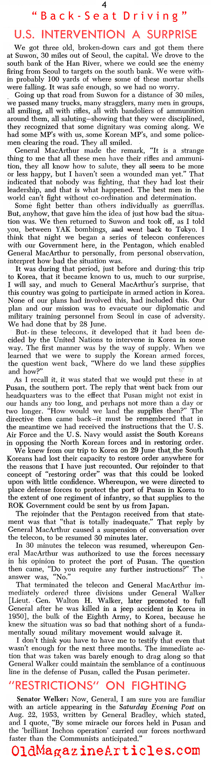 The Army Restrained (U.S. News & World Report, 1954)