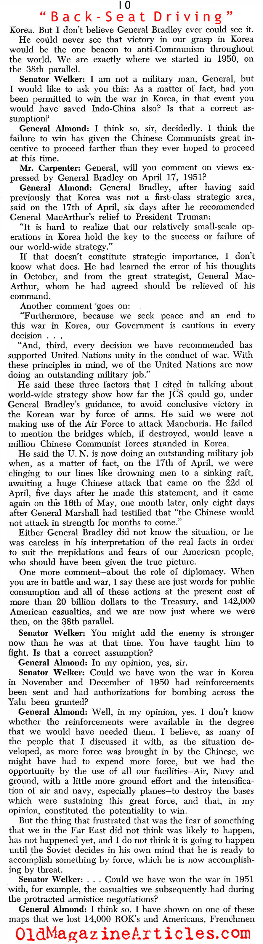 The Army Restrained (U.S. News & World Report, 1954)