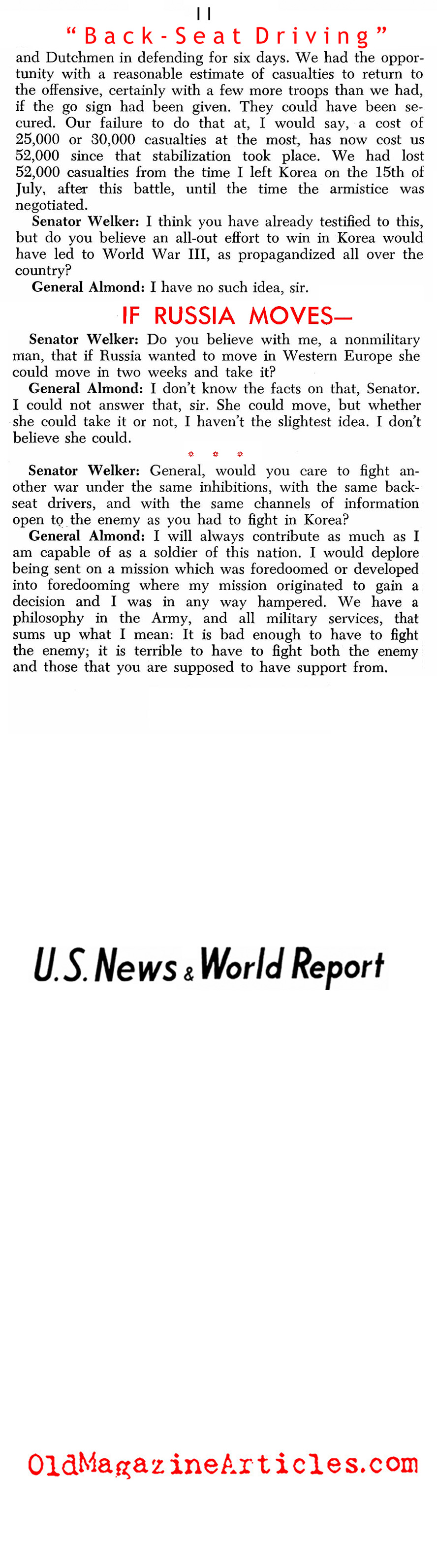 The Army Restrained (U.S. News & World Report, 1954)