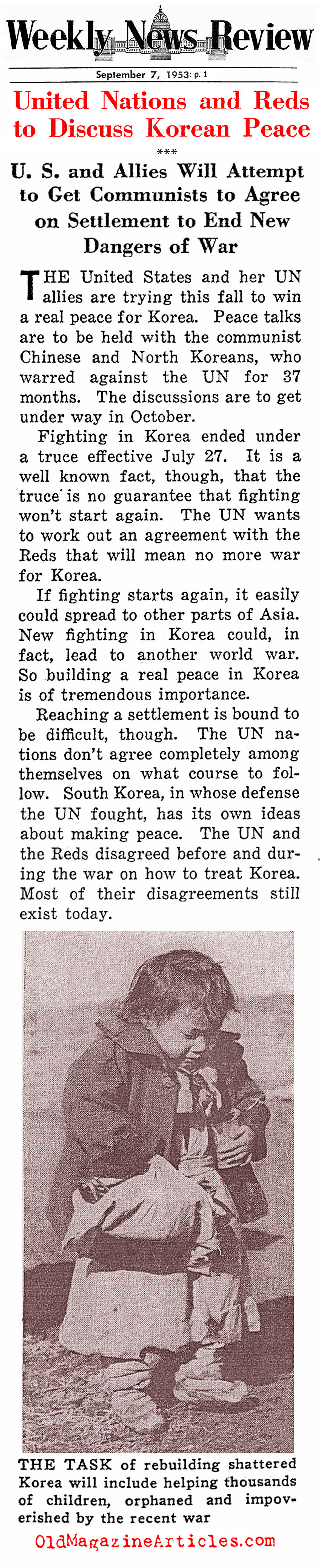 Fingers Crossed for a Lasting Peace (Weekly News Review, 1953)