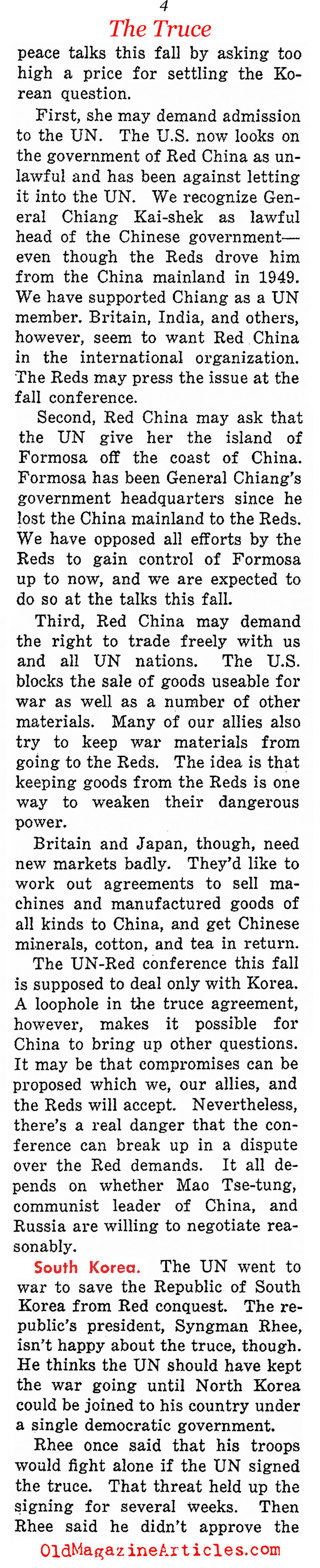 Fingers Crossed for a Lasting Peace (Weekly News Review, 1953)