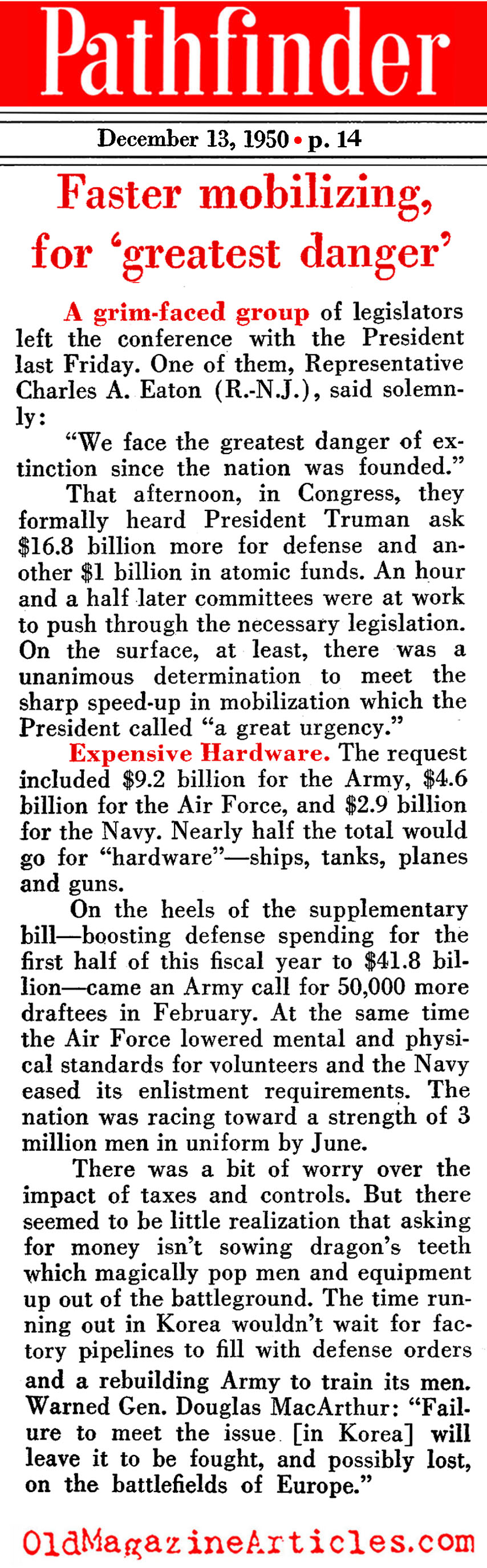 The War Budget Grows (Pathfinder Magazine, 1950)