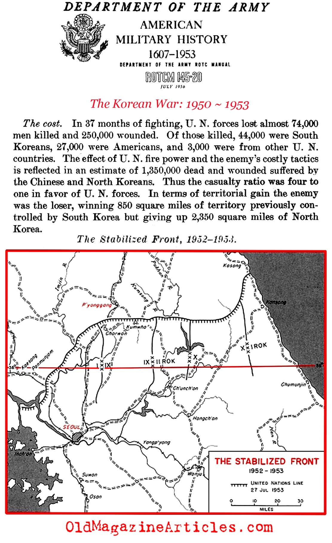 The Military Results of the Korean War (Dept. of the Army, 1956)